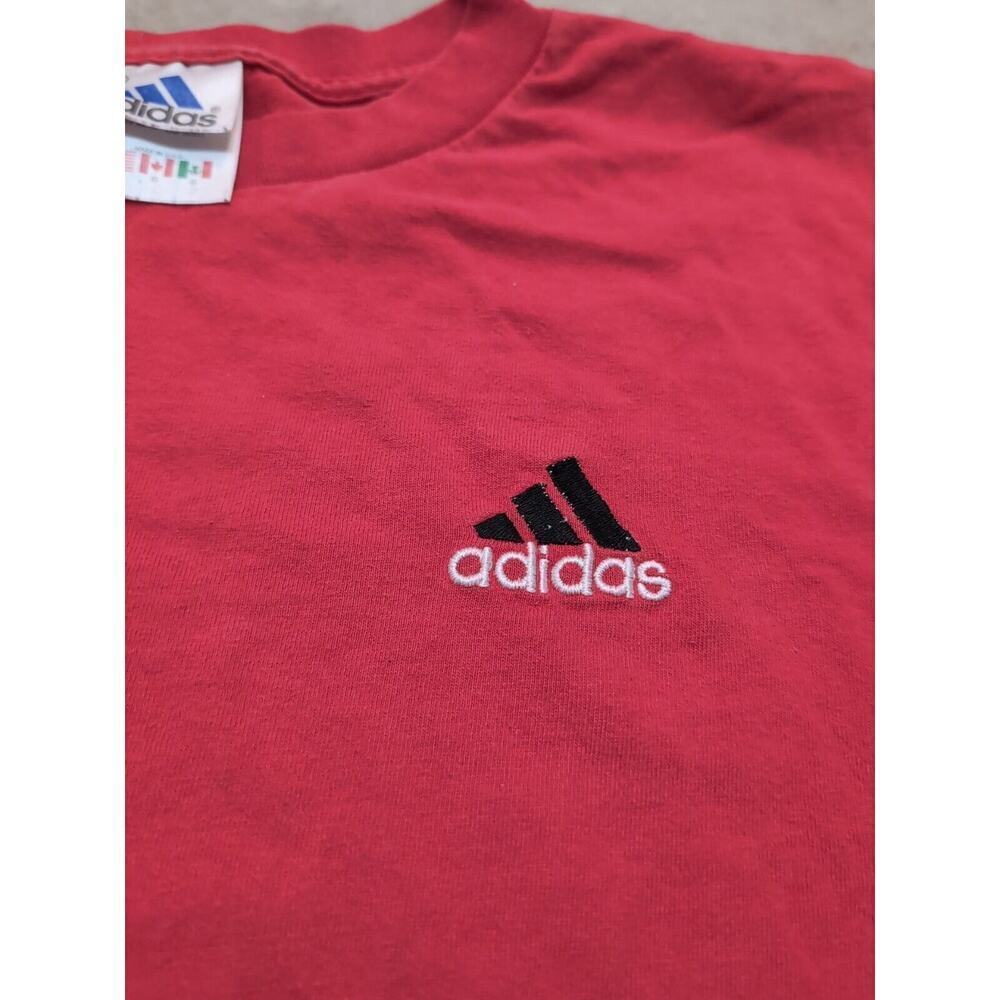 VTG Adidas Shirt Mens L Red Short Sleeve USA Made Logo Embroidered Boxy - Picture 2 of 5